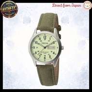 CREPHA Wrist Watch Analog Waterproof Date Day of the Week Nylon Belt TE-AM180-LUS Men's Green