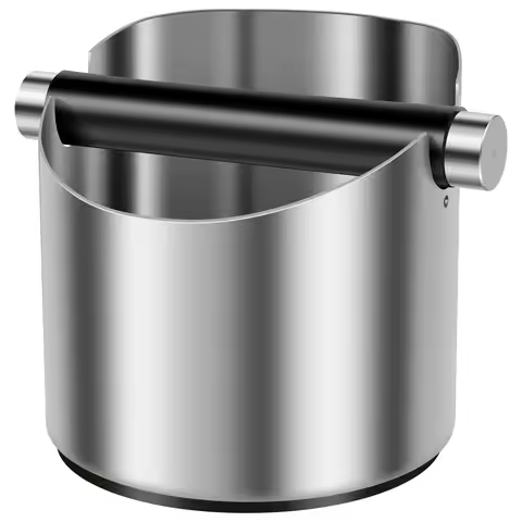 Coffee Knock Box Stainless Steel Espresso Knock Box Non Slip Coffee Ground Knock Box with Rubber Rin
