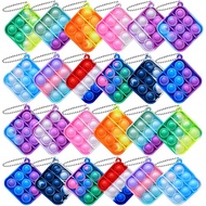 24 Packs Mini Pop Fidget Toy Pack Simple Bubble Poping Keychain, Squeeze Stress Relief Sensory Hand 