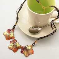 三連楓葉七寶燒項鍊