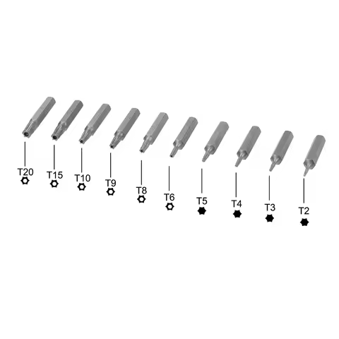 10pcs T2 T3 T4 T5 T6 T8 T9 T10 T15 T20 Torx Screwdriver Bits Set 5/32 Inch Hex Shank Screw Driver Re