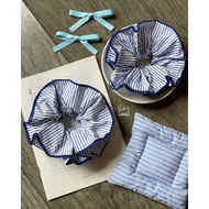 Blue striped Scrunchie with blue border (4 layers)