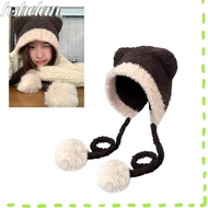 HSHELAA Beanies Bear Hat, Wool Thickened Ear Protection Hat,  Crochet Bear Ear Warm Hat Women
