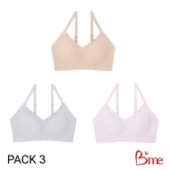 Bme เสื้อชั้นในไร้โครง level 2 ฟองกลาง รุ่น ME1G81 (แพ็ก 3 ตัว) คละสี : สีเทา สีนู้ด สีชมพู