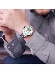 MEGIR Megir男士手錶 中空自動機械不銹鋼防水豪華品牌商務休閒手錶 時鐘 Montre Homme