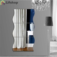 6Pcs DIY 3D Mirror Wall Sticker Living Home Modern Self-Adhesive Wave Square Mirror Stickers Home Decor