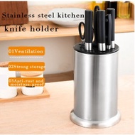 Stainless Steel Knife Holder Wood Knife Block Stand Knives Storage Shelf Rack Storage Box Plastic Kn