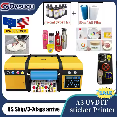 ACHI A3 UV DTF Printer Laminating Gliding 2 IN 1 Sticker Waterproof Dustproof UV DTF Printer for Woo