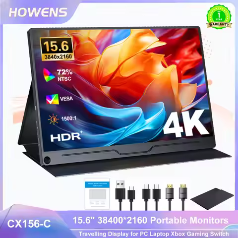 4K 15.6 Inch Portable Monitor 3840x2160 Extend Display IPS LCD Panel Penhole Stand VESA Type-c Mini 