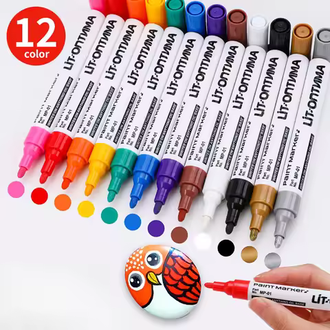 1/12Pcs Colorful Permanent Paint Marker Waterproof White Marker Tire Tread Rubber Fabric Paint Metal