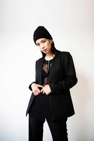 無領羊毛西裝外套