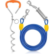 Petbobi Dog Tie-Out Cable and Stake - 30ft Heavy Duty Cable with Spring, No Tangle, 16in Ground Stak