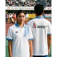(Branded T-Shirt) Vintage Adidas Descente "3rd IAAF World Championship in Athletics, Tokyo'91" POLO 