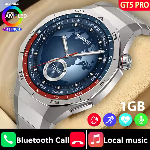 For Androi WATCH GT 5 Pro Smartwatch 2024 Hello HT32 46mm HD AMOLED 4GB ROM NFC GPS Compass Bluetoot