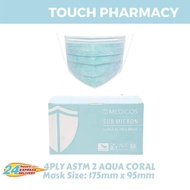 11.11 SPECIAL MEDICOS 4PLY ASTM 2 ULTRASOFT Sub Micron Surgical Face Mask (Aqua Coral)