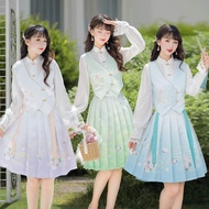 Blouse Skirt Set Woman Hanfu 2023 Hanfu women's plus size two-piece set horse-faced skirt lining Skirt small short horse-faced skirt blouse Skirt Set muslimah plus size 马面裙	馬面裙 女裝 馬面裙套裝 Dsmyz8089