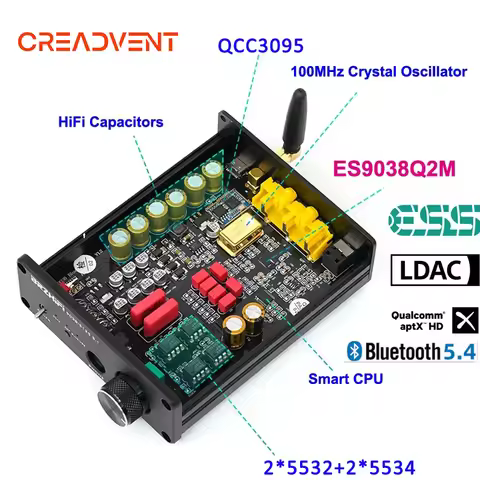 QCC3095 ES9038Q2M DAC Bluetooth USB DAC Board Sound Decoder APTX-HD LDAC Wireless Adapter Receive JR