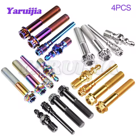 Yaruijia Titanium Bolt Sets M10 Single Hole Bleeder Valve Banjo Caliper Pin for Motorcycle Brembo