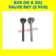 EX5 VALVE SET 2PCS IN & EX EX5 VALVE BATANGEX5 BATANG BAU VALVE EX5 VALVE EXHAUST EX5 VALVE INLET EX