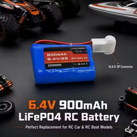 HFC1850-2S LiFePO4 Battery 6.4V 900mAh EL4.5-3P Female Connector Replacement Battery For RC Car RC B