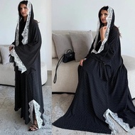 Eid Women Dress abaya lace polka dot Ramadan Abaya party Vestidos Largos Muslim jalabiya Morocco Kaf