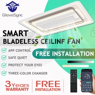 [FREE INSTALLATION] GlovoSync Bladeless Ceiling Fan DC Motor Ceiling Light with 3-Colour LED Light Kit and Remote Control Smart App