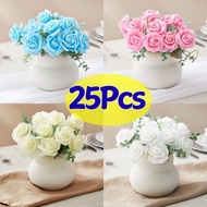 25 s 7cm Soft Stemmed PE Roses, No Leaves Artificial Rose Blooms, for DIY Floral Crowns & Party Deco