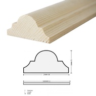Kayu Pine Wood Timber DS10 Moulding Decorative Wainscoting 13MM (T) x 25MM (W) x 2400MM (L) - 2pcs