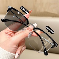 New Fashion Photochromic Glasses Retro Casual Anti-Blue Light Glasses Metal Half-Frame Glasses Spek 