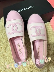 Chanel櫻花粉色espadrilles系列草編鞋鞋子專櫃購入
