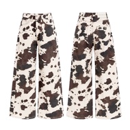 INFINITY : Cowie Jeans (Cowie) Straight-Leg Cow Print Design Cream Color Cut With Sugar And Black To
