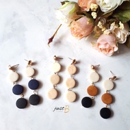 [READY] Wood 3 Button Othello Vintage Minimalist Geometry Earrings E108
