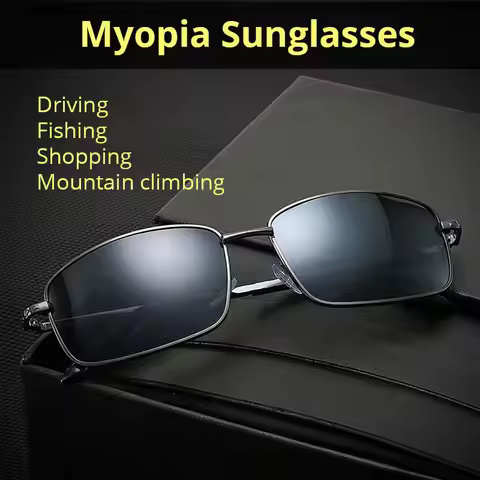Myopia shades Sunglasses UV Protection Rectangular Fishing Polarized Sun Glasses For Mens Driving -0