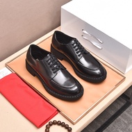 Prada Men's 2026 Spring Summer Fashion Leather Holiday Business Leather Shoes