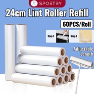 <24cm Refill> Lint Roller Tissue Retractable Lint Roller Refill Sticky Roller  Cleaner Mop Floor Rol