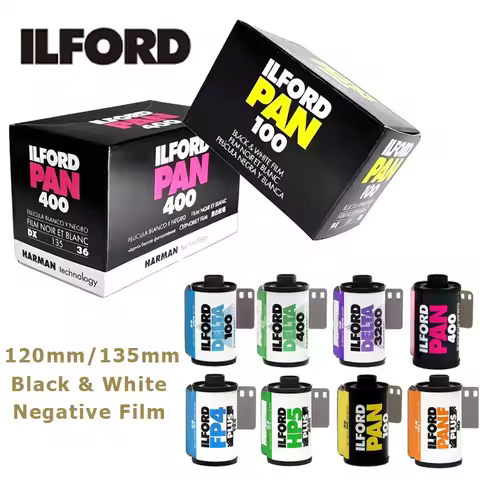 1Roll 120mm/135mm ILFORD Series film PAN 100/PAN 400/HP5 Plus 400/Delta 100/Delta 400/Delta 3200/XP2