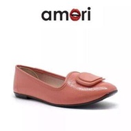 Amori Ladies Flat Pump Shoes R0220030 Kasut Klasik Kulit Wanita Flat Pump Lawa