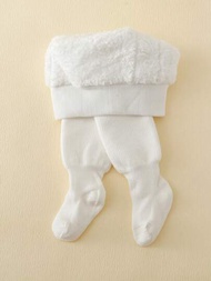 1 件兒童白色加厚羊毛內襯連褲襪,適合冬季