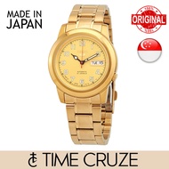 [Time Cruze] Seiko 5 SNKK38J1 Japan Made Automatic Gold Stainless Steel Gold Dial Men Watch SNKK38J SNKK38