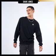 DAVIE JONES เสื้อสเวตเตอร์ Logo Regular Fit Sweater SW0087 สีดำ