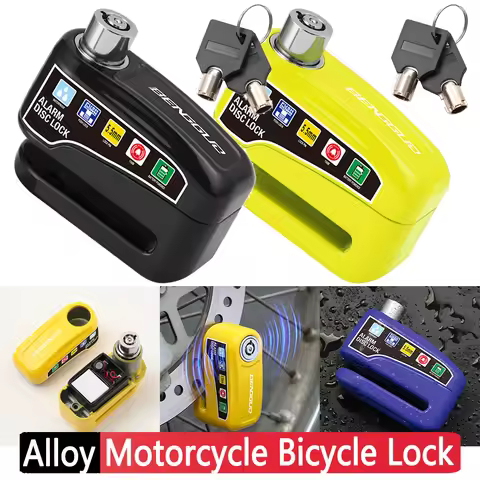 Motorcycle Lock with Keys Aluminum Alloy Waterproof Brakelock Safety Anti-Theft Bicycle Scooter Alar