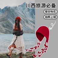 Chuanxi Travel Wear Hat Woolen Hat Female Autumn Travel Warm Red Xinjiang Original Tassel Knitted Ha