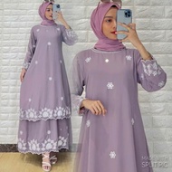 GAMIS MELAYU MALAYSIA BORDIR 2 TINGKAT SOLDER MOTIF BUNGA MEWAH