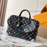 ✨(25年傑出商戶) Louis Vuitton LV x TM Speedy Soft 30 手袋 黑色  黑三彩 村上隆 M13257 單肩包 黑彩 手提袋 生日禮物 gift 💎紫鑽認證💎超多d