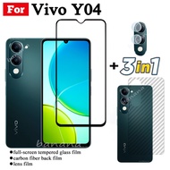 3 IN 1 Vivo Y04 ฟิล์มกระจกนิรภัยสําหรับ Vivo Y29S Y29 4G Y29 5G Y128S Y28 Y19S คลุมทั้งหมดป้องกันหน้