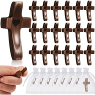 3-12PCS Mini Wooden Crosses Encouragement Black Walnut Cross Praying Crucifixion Pockets Palm Crucif