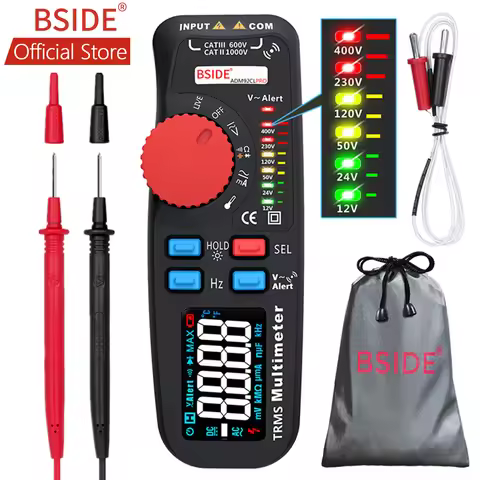 BSIDE ADM92CL Digital Multimeter Cool Voltmeter True RMS 6000 Counts Auto-Range Voltage Amp Ohm Hz C