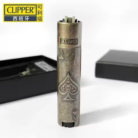 New Clipper Spades A Portable Grinding Wheel Flint Inflatable Lighter Metal Fireless Butane Gas Jet 
