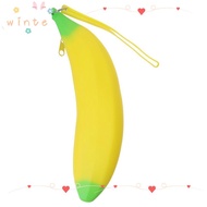 WINTE Banana Zero Wallet, Banana Shape 2.36*7.87 Inch Silicone Pen Bag, Creative Silicone Yellow Mak
