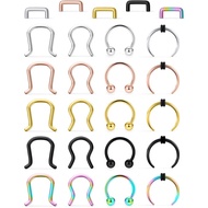 Lcolyoli 25Pcs Septum Piercing Jewelry 316L Surgical Steel 3/8"(10mm) U-Shaped Horseshoe Nose Hoop R